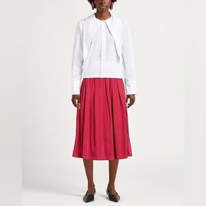 NWT Department Five Classic Corduroy Pleated Midi Skirt in Deep Pink Size 29